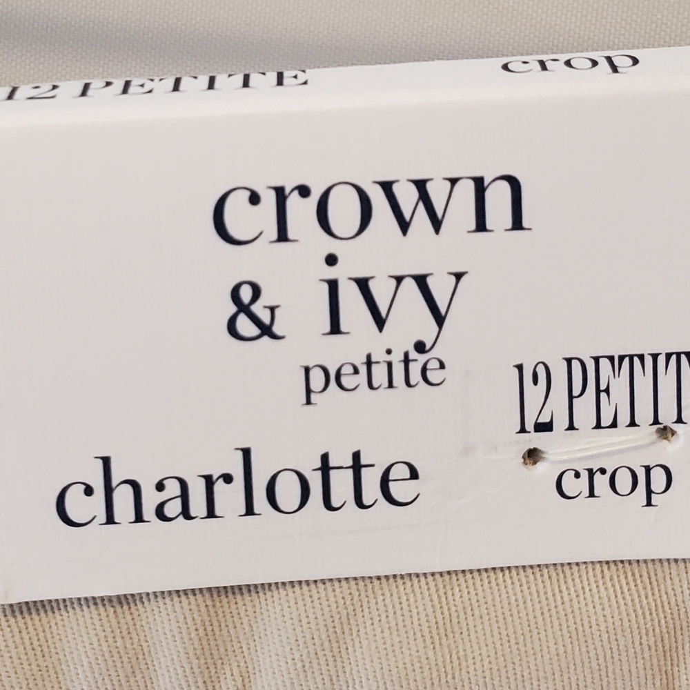 Crown & Ivy Women's Khaki Cropped Pants Size 12 Petite - Picture 2 of 6